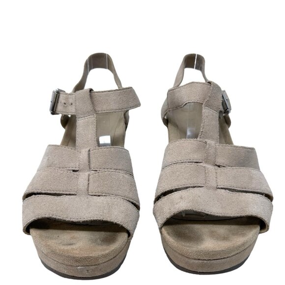 Vionic Women's‎ Tawny Strappy Sandal Nude Suede 9 Wedges Ankle Strap Shoes - Picture 2 of 5